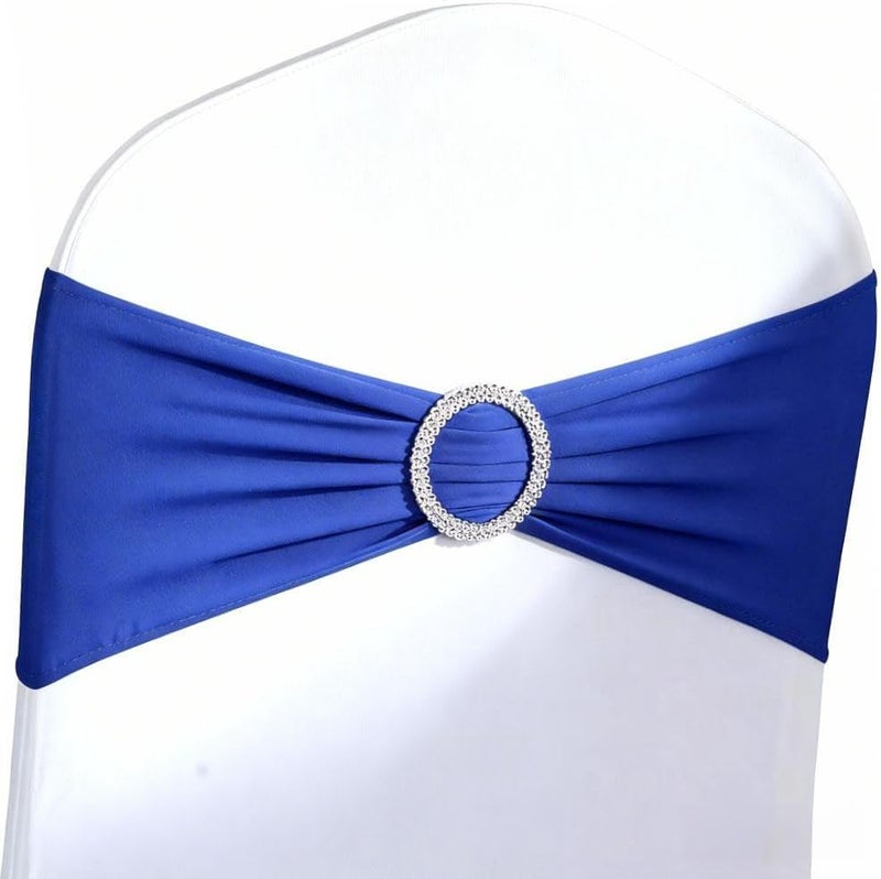 JFDYDM 50 Pack Royal Blue Chair Sashes, Blue Chair Bands with Buckle Slider, Chair Bows for Party Wedding Birthday Decor - Image 1